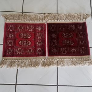 Vintage set of handknotted end table carpets